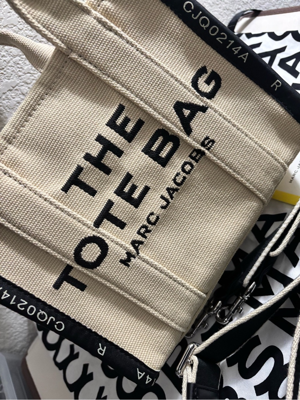 Marc Jacobs Natural Canvas Tote Bag with Black Logo